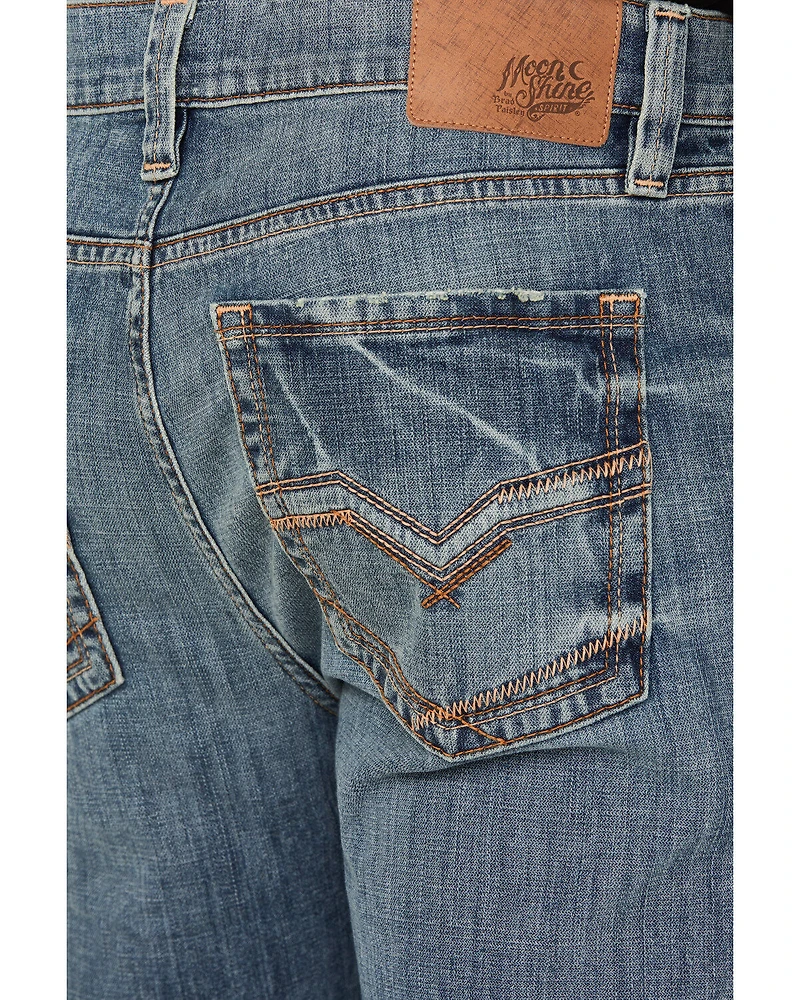 Moonshine Spirit Men's Daybreak Wash Decker Slim Straight Stretch Denim Jeans