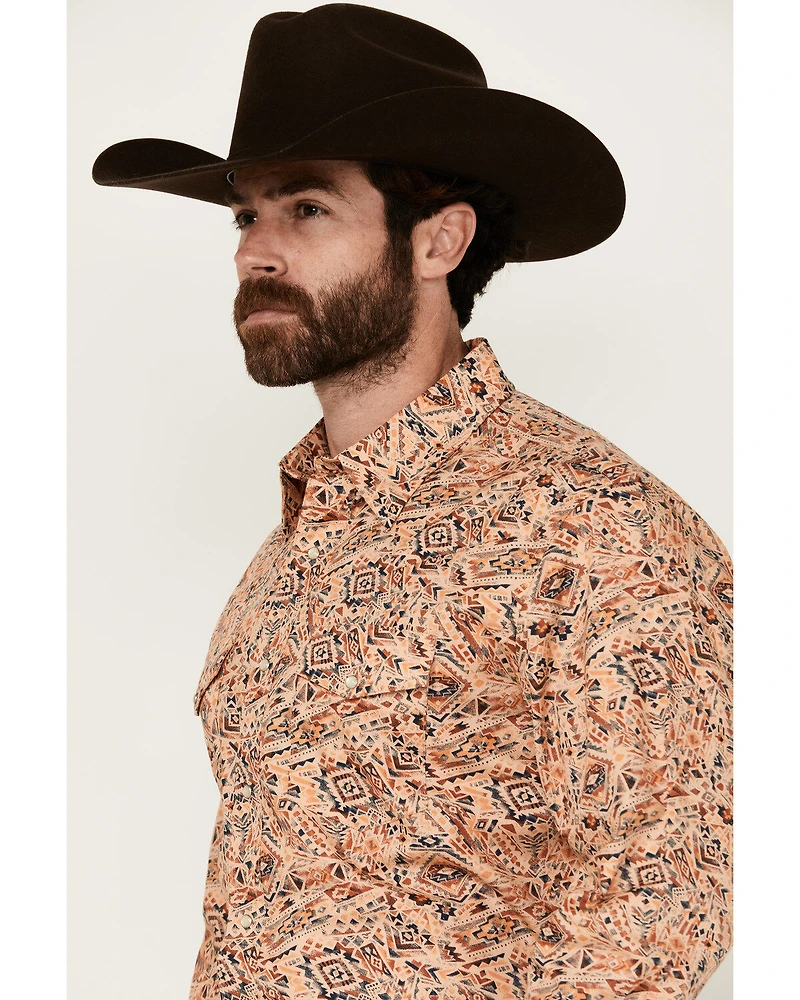 Wrangler Men's Checotah Print Long Sleeve Snap Western Shirt