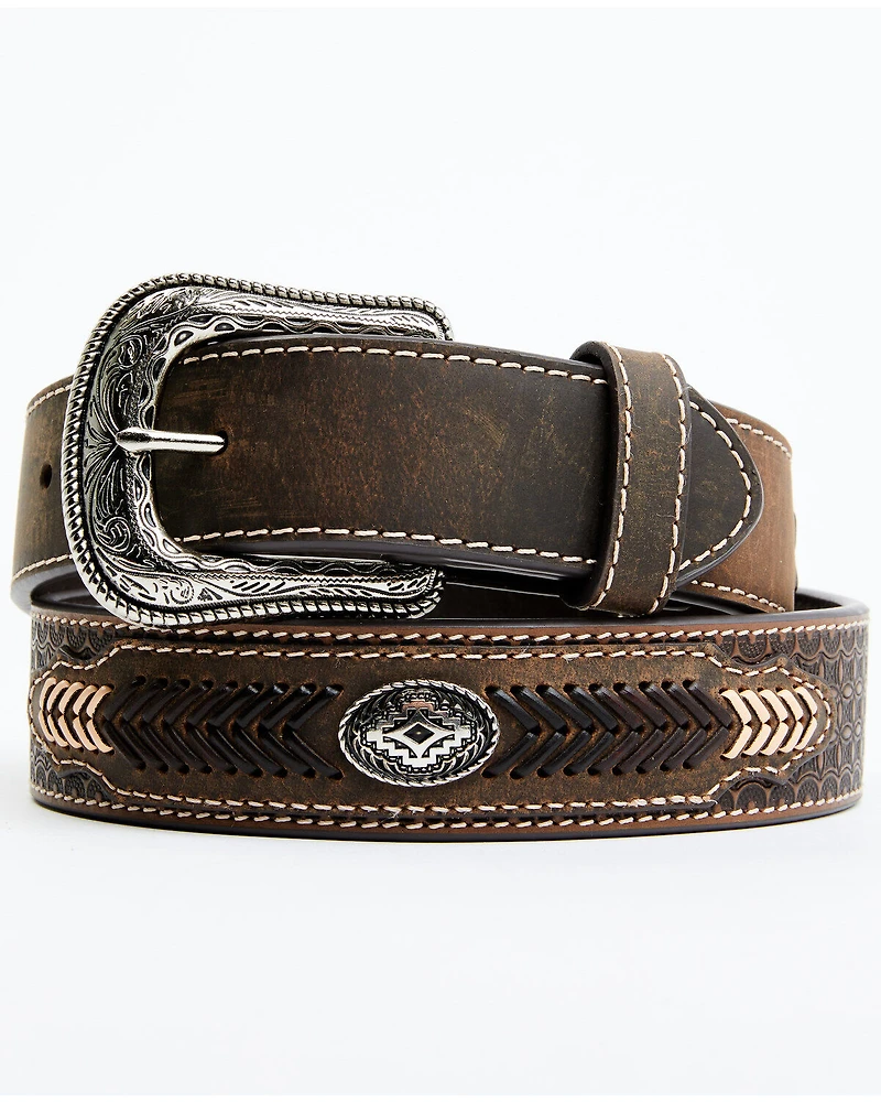 Cody James Men's Southwestern Concho Belt With Lace Detail