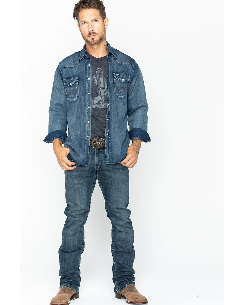 Wrangler Men's Slub Denim Long Sleeve Work Shirt