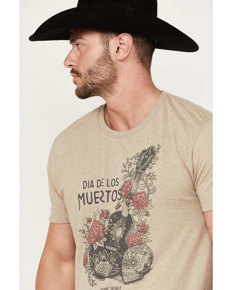 Moonshine Spirit Men's Skull Guitar Short Sleeve Graphic T-Shirt