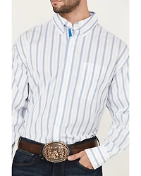 George Strait by Wrangler Men's Striped Long Sleeve Button-Down Stretch Western Shirt