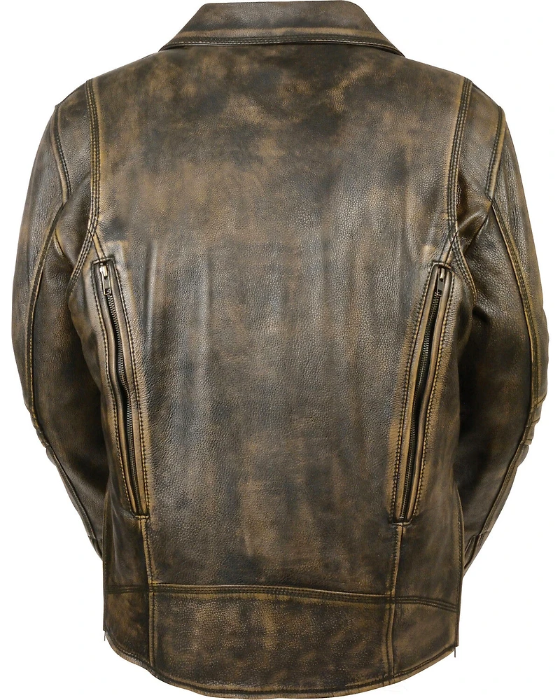 Milwaukee Leather Men's Triple Stitch Extra Long Biker Jacket - 3X