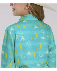 Roper Girls' Summer II Conversation Print Long Sleeve Snap Western Shirt