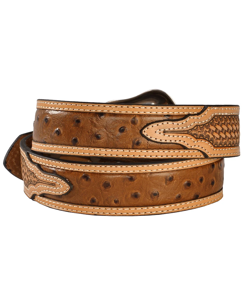 Nocona Basketweave Ostrich Print Leather Belt