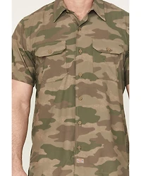 Dickies Men's Camo Print Short Sleeve Button-Down Performance Work Shirt