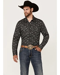 Rock & Roll Denim Men's Paisley Print Long Sleeve Snap Stretch Western Shirt