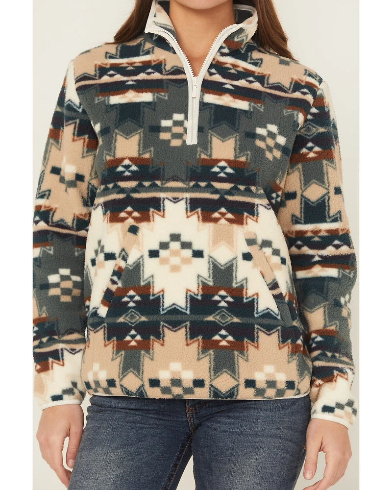 Wrangler Retro Women's Southwestern Print Sherpa Zip Pullover