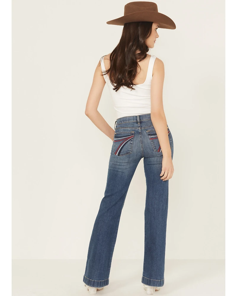 7 For All Mankind Women's Medium Wash Royalty Mid Rise Trouser Stretch Denim Jeans