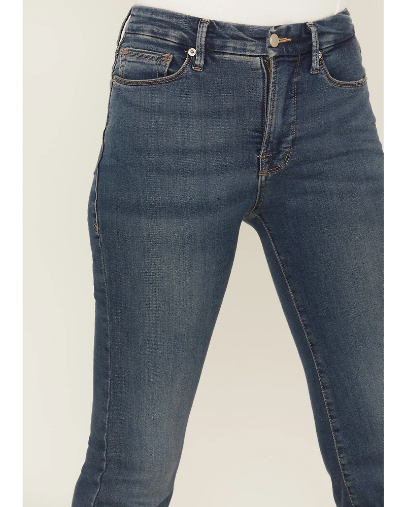 Good American Women's Legs Dark Wash High Rise Flare Denim Jeans