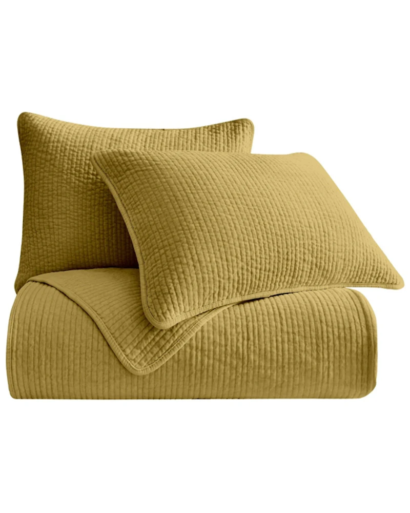 HiEnd Accents Tuscan Stonewashed Cotton & Velvet 3-Piece Full/Queen Quilt Set