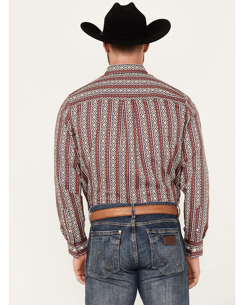 RANK 45® Men's Pattison Southwestern Striped Print Long Sleeve Button-Down Western Shirt