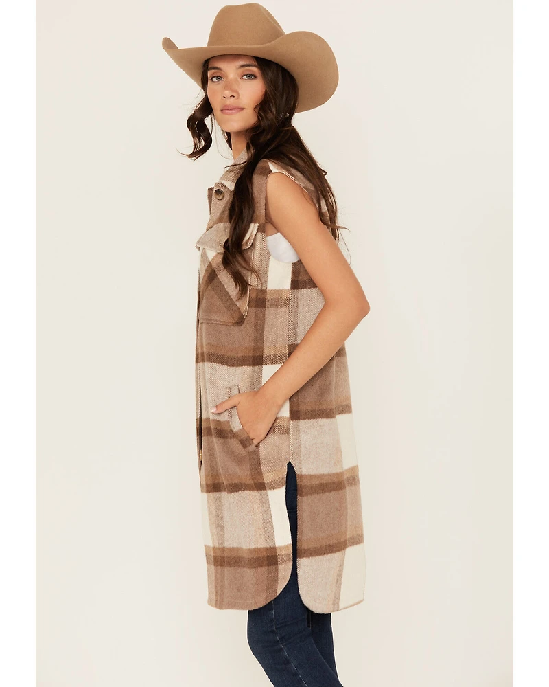 26 International Women's Plaid Print Long Vest