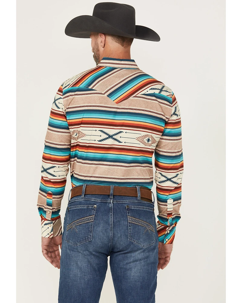 Rock & Roll Denim Men's Southwestern Print Long Sleeve Snap Western Stretch Shirt