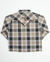 Cowboy Hardware Toddler Boys' Hombre Plaid Print Long Sleeve Snap Stretch Western Shirt