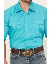 Roper Men's Amarillo Solid Short Sleeve Pearl Snap Stretch Western Shirt