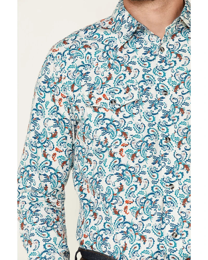 Cody James Men's City Lights Paisley Print Long Sleeve Snap Western Shirt