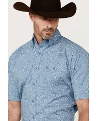 George Strait by Wrangler Men's Paisley Print Short Sleeve Stretch Western Shirt