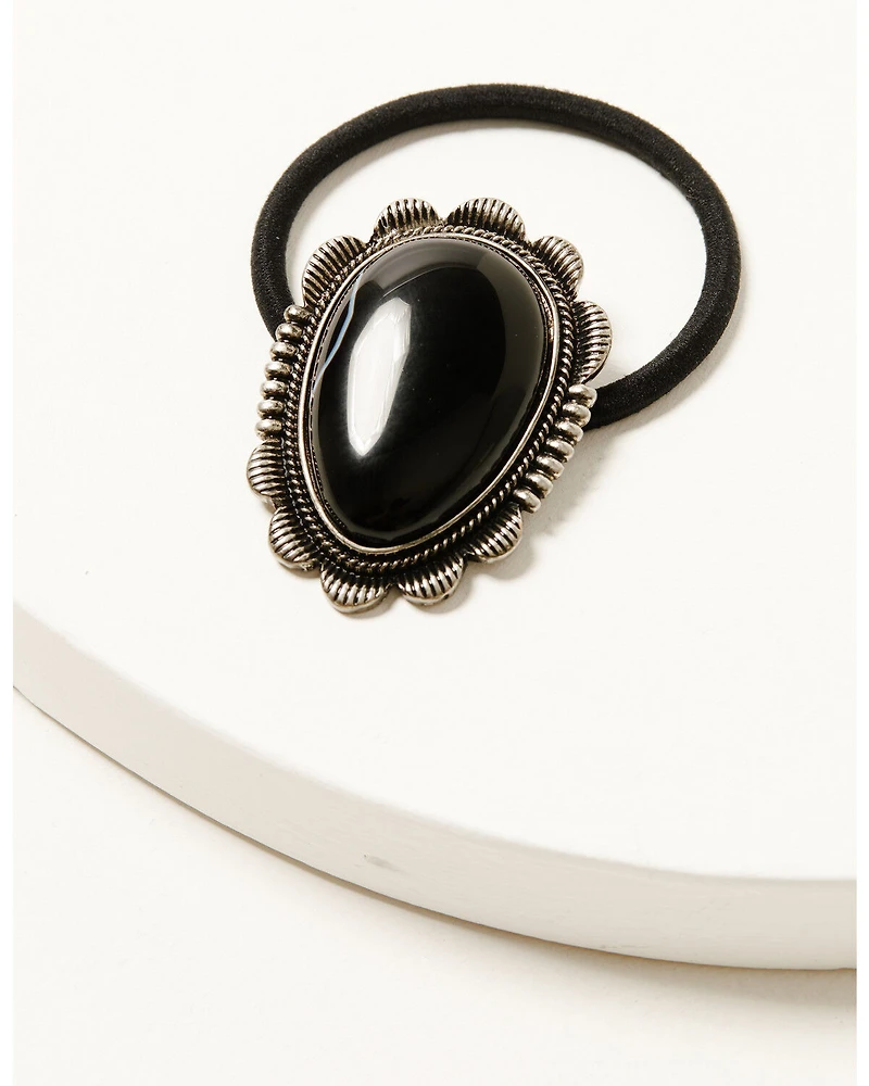 Shyanne Women's Onyx Stone Concho Ponytail Holder