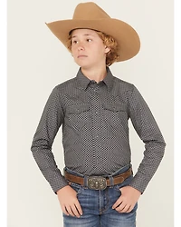 Cody James Boys' San Juan Geo Print Long Sleeve Snap Western Shirt