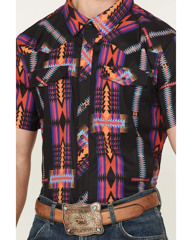 Rock & Roll Denim Men's Boot Barn Exclusive TEK Southwestern Striped Short Sleeve Snap Shirt