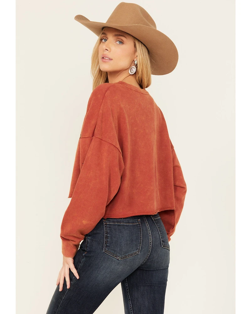 Rock & Roll Denim Women's Cowboys and Whiskey Pullover Sweatshirt