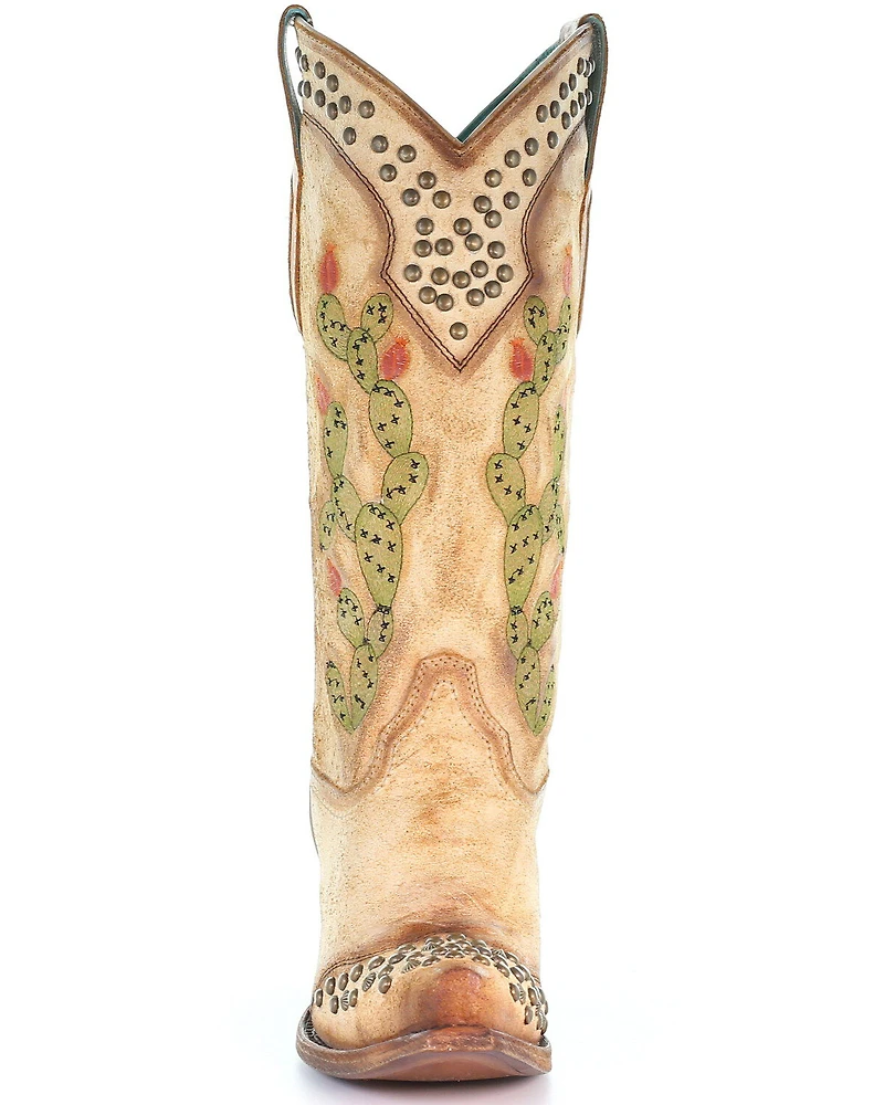 Corral Women's Saddle Cactus Embroidery Western Boots - Snip Toe