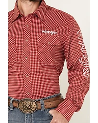 Wrangler Men's Logo Checkered Print Long Sleeve Snap Western Shirt - Tall