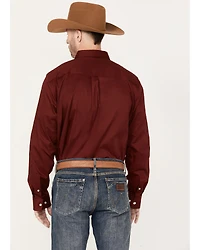 RANK 45® Men's Twill Logo Long Sleeve Button-Down Stretch Western Shirt
