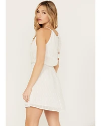 Idyllwind Women's Gladiolus Metallic Slip Tie Front Mini Dress