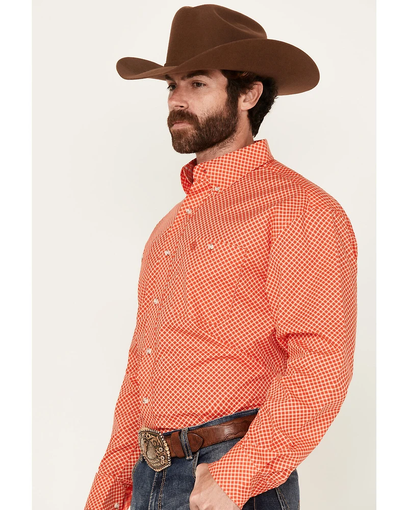 George Strait by Wrangler Men's Geo Print Long Sleeve Button-Down Stretch Western Shirt