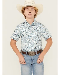 Cody James Boys' Frontier Threads Paisley Print Short Sleeve Snap Western Shirt