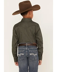 Cody James Boys' Jacquard Long Sleeve Snap Western Shirt