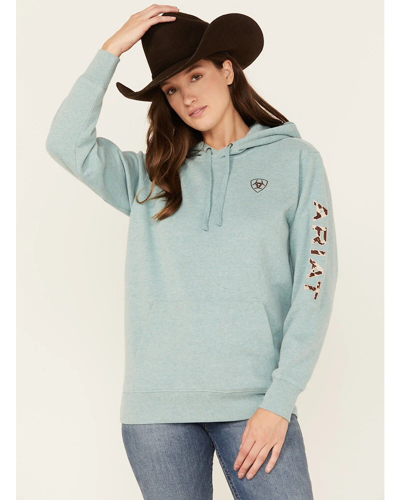 Ariat Women's Boot Barn Exclusive Cow Print Embroidered Logo Hoodie