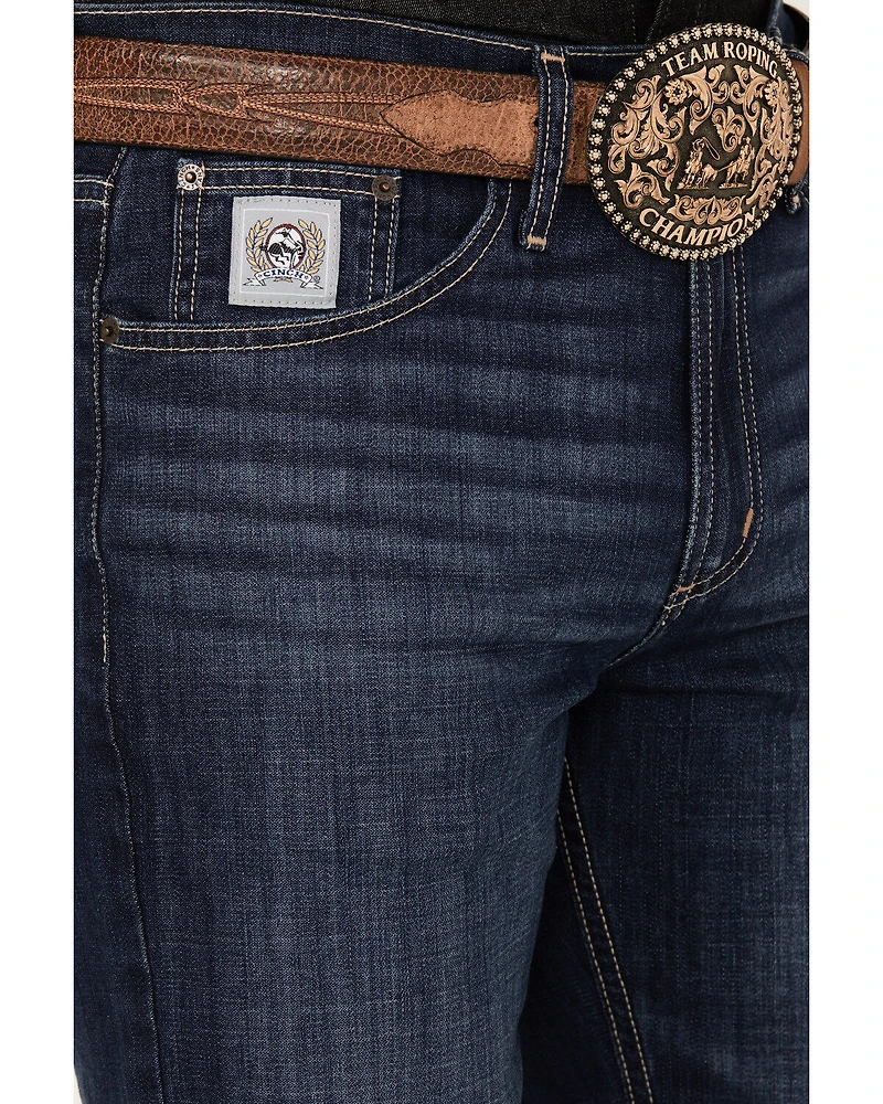 Cinch Men's Silver Label Dark Stonewash Slim Straight Performance Stretch Denim Jeans