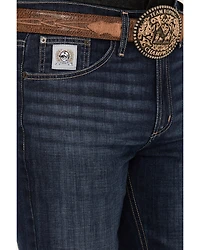 Cinch Men's Silver Label Dark Stonewash Slim Straight Performance Stretch Denim Jeans