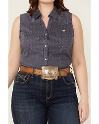 Roper Women's Amarillo Poplin Sleeveless Snap Western Shirt - Plus
