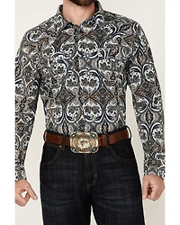 Cody James Men's Revved Up Medallion Print Long Sleeve Snap Western Shirt