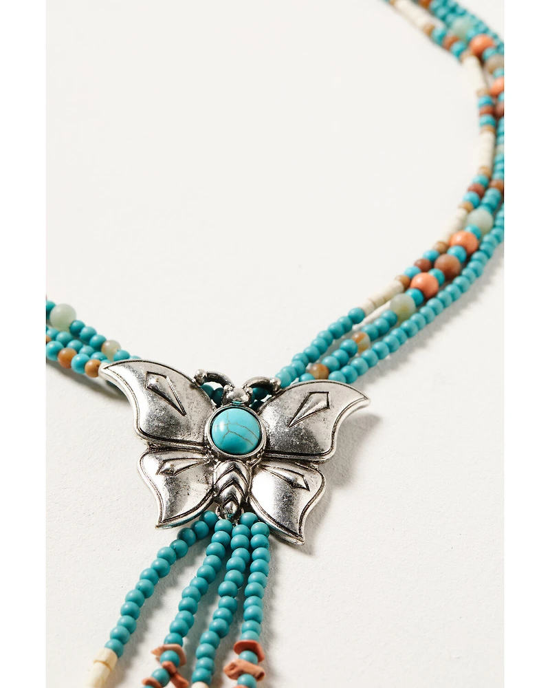 Shyanne Women's Wildflower Bloom Butterfly Bolo Necklace