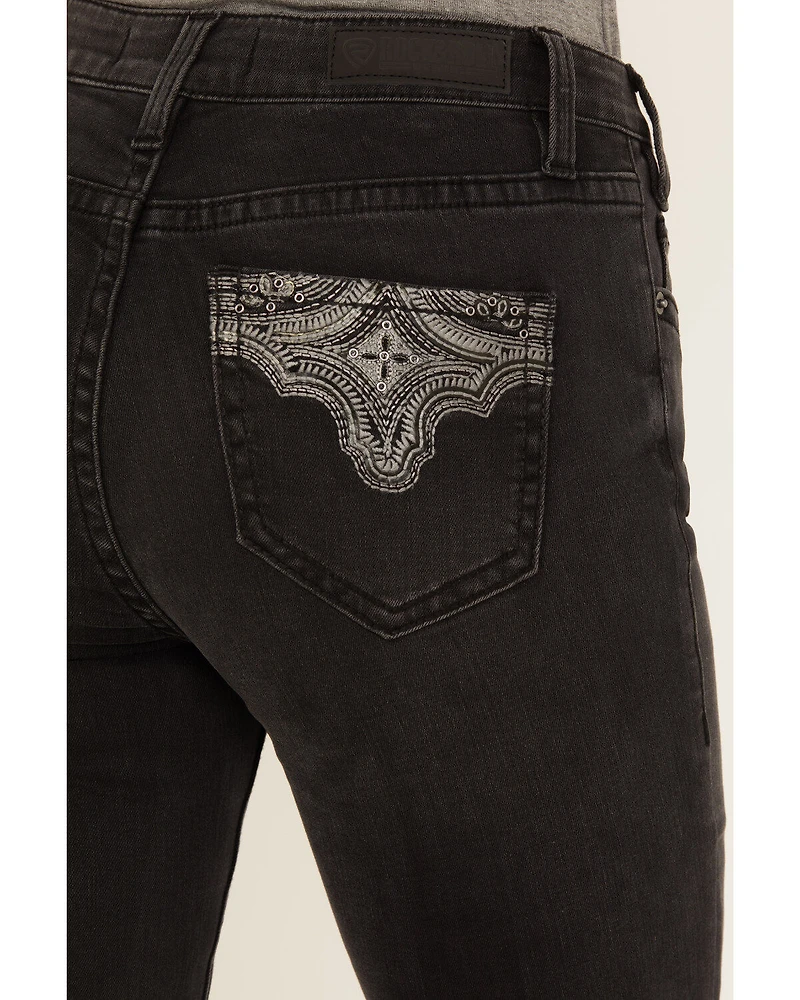 Rock & Roll Denim Women's Mid Rise Pocket Detail Stretch Bootcut Jeans
