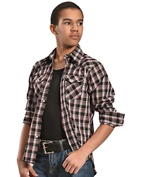 Wrangler Boy's Assorted Western Plaid Shirt