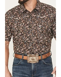 Cowboy Hardware Men's Paisley Print Short Sleeve Snap Stretch Western Shirt