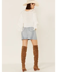 Rock & Roll Denim Women's Cowgirl Light Wash Pintuck Detail Skirt