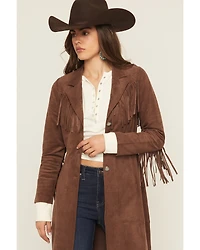 Shyanne Women's Faux Suede Fringe Trench Coat