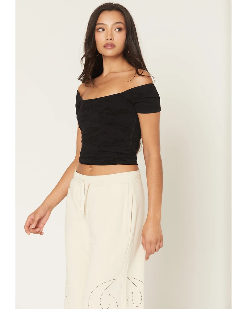 Fornia Women's Ruching Solid Short Sleeve Tee