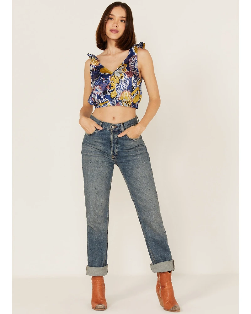 Free People Women's Weekend Montauk Floral Print Cropped Tank Top