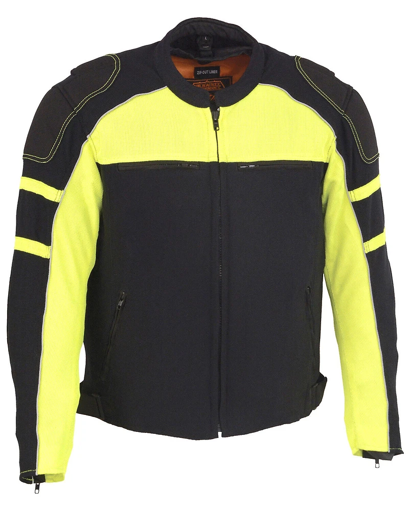 Milwaukee Leather Men's Mesh Racing Jacket with Removable Rain Liner