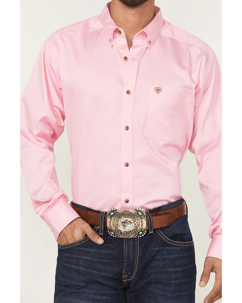 Ariat Men's Classic Fit Solid Twill Long Sleeve Button Down Western Shirt
