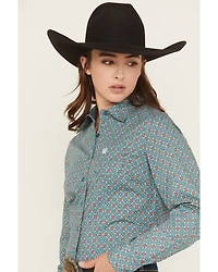 Cinch Women's Geo Print Long Sleeve Button-Down Western Shirt