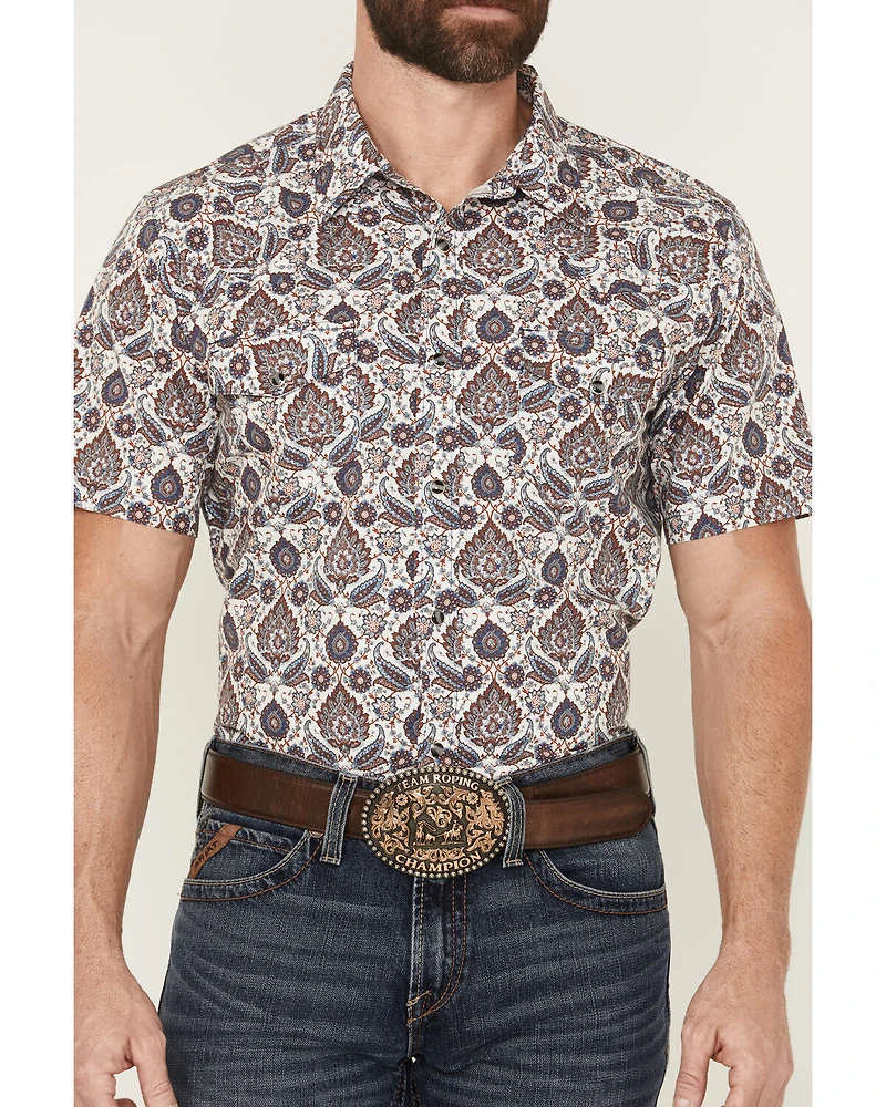 Gibson Trading Co Men's Grand Finale Floral Paisley Print Short Sleeve Snap Western Shirt